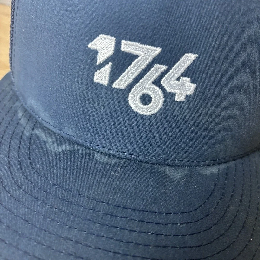 1764 Golf Hat Cap Snap Back Navy Blue Mesh Trucker Embroidered